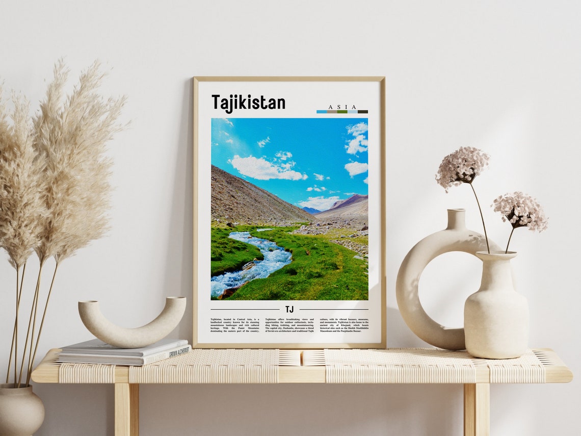 Tajikistan Poster Tajikistan Print Tajikistan Wall Art Asia Print Asia Poster Asia Photo Minimal Travel Poster - Image 3