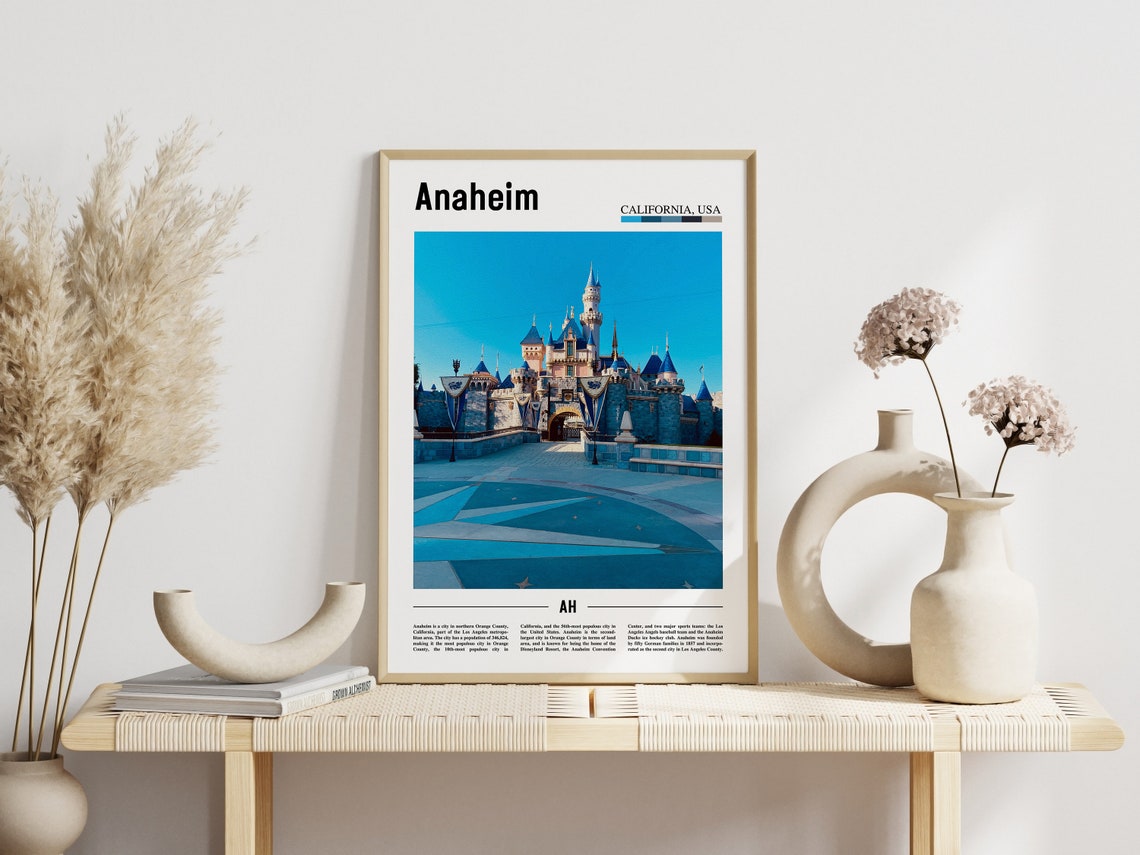 Anaheim Print Anaheim Poster Anaheim Wall Art Minimal Travel Print Minimal City Poster Travel Destination Print Oil Painting Poster - Image 3