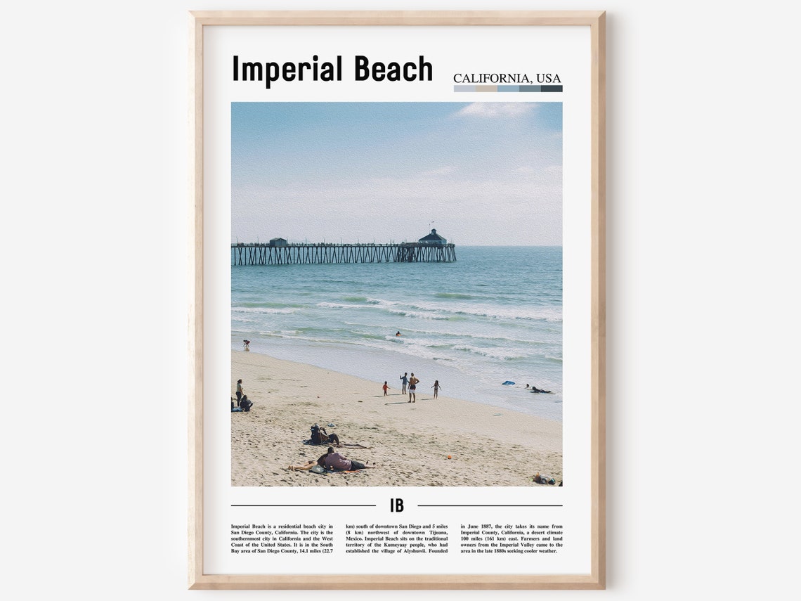 Imperial Beach California Ocean Pier Beachgoers Scene Poster