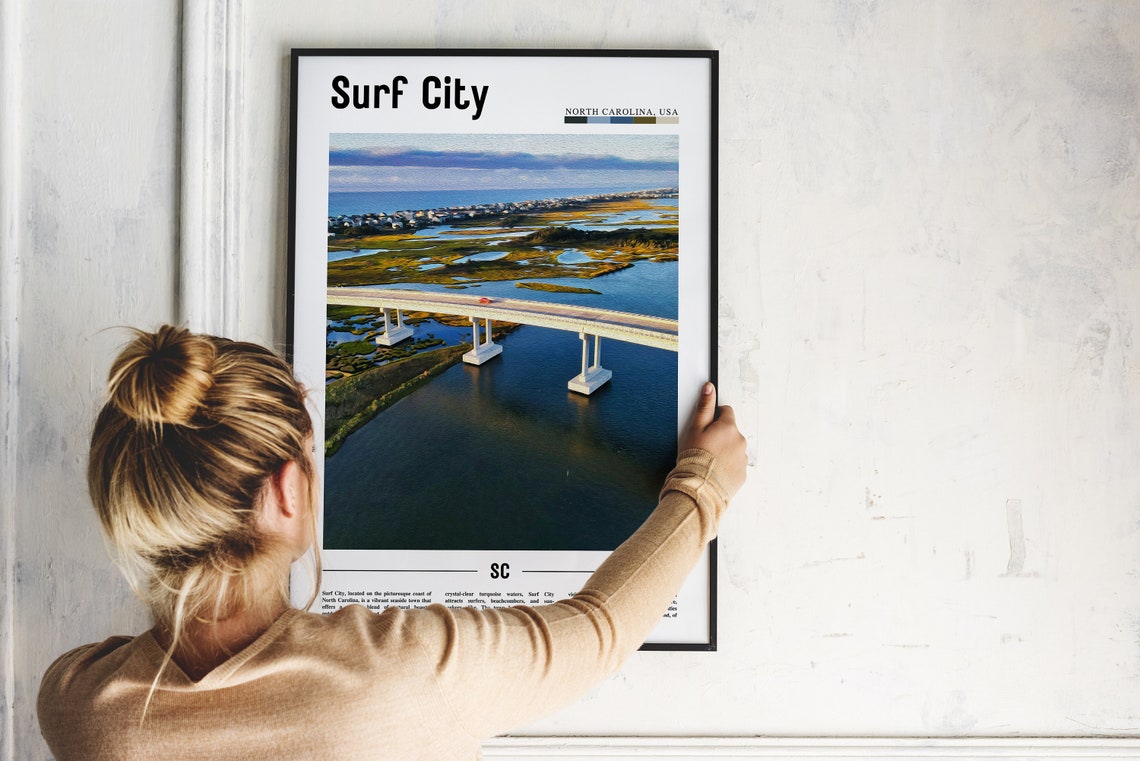 Surf City Poster Surf City Print Surf City Wall Art United States Photo United States Poster United States Print Travel Poster - Image 2