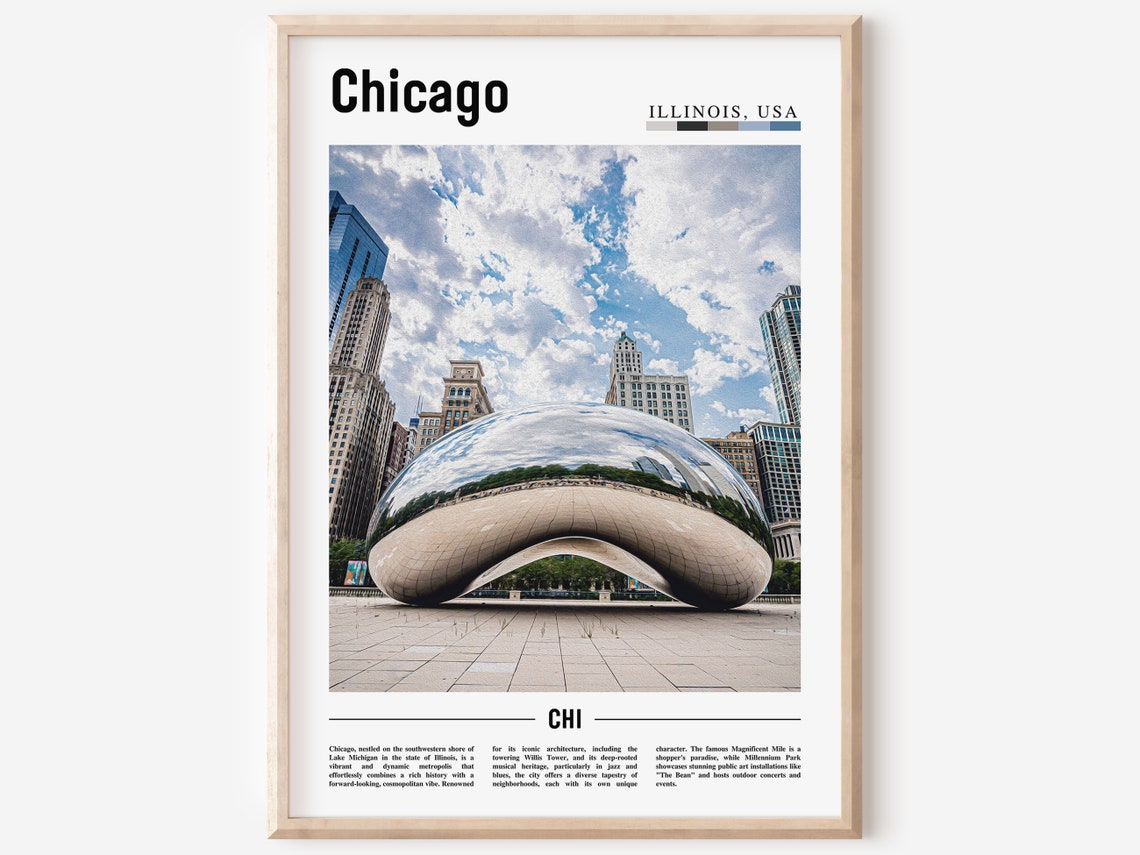 Chicago Cloud Gate Millennium Park The Bean Sculpture Poster