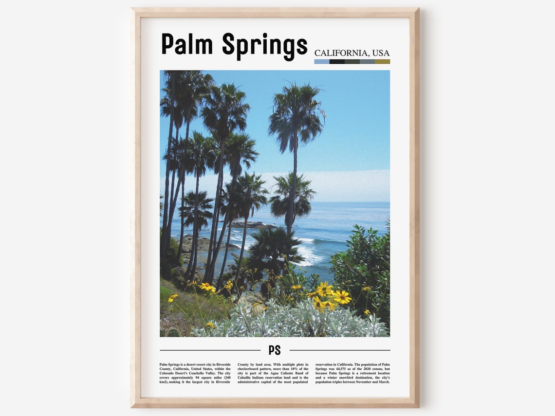 Palm Springs Print Palm Springs Poster Palm Springs Wall Art Oil Painting Poster City Print City Artwork Travel Artwork Travel Wall Art
