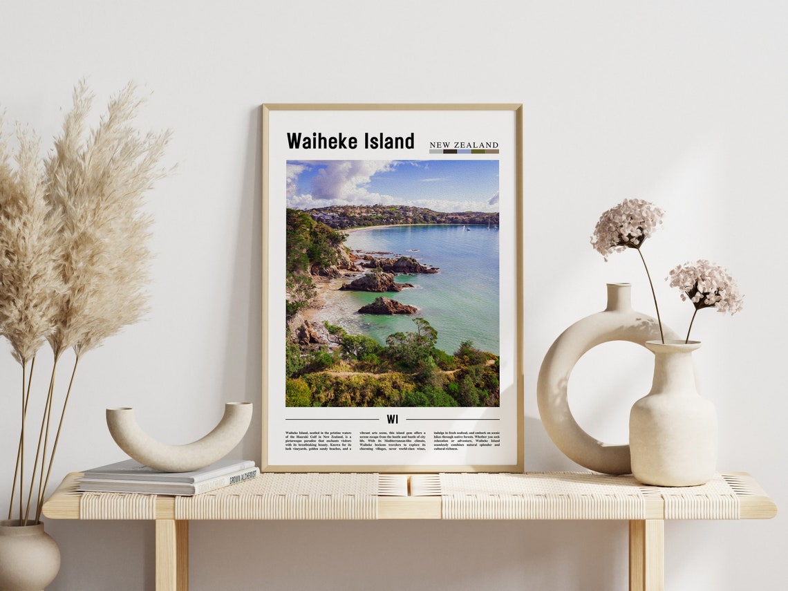 Waiheke Island Poster Waiheke Island Print Waiheke Island Wall Art Minimal Travel Print Travel Destination Oil Painting Poster - Image 3