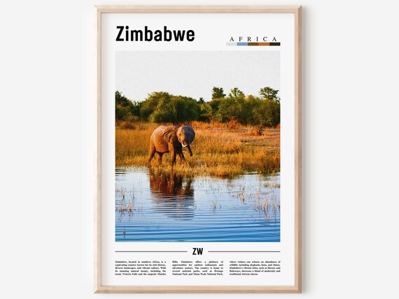 Zimbabwe Poster Zimbabwe Print Zimbabwe Wall Art Minimal Travel Print Travel Destination Oil Painting Poster