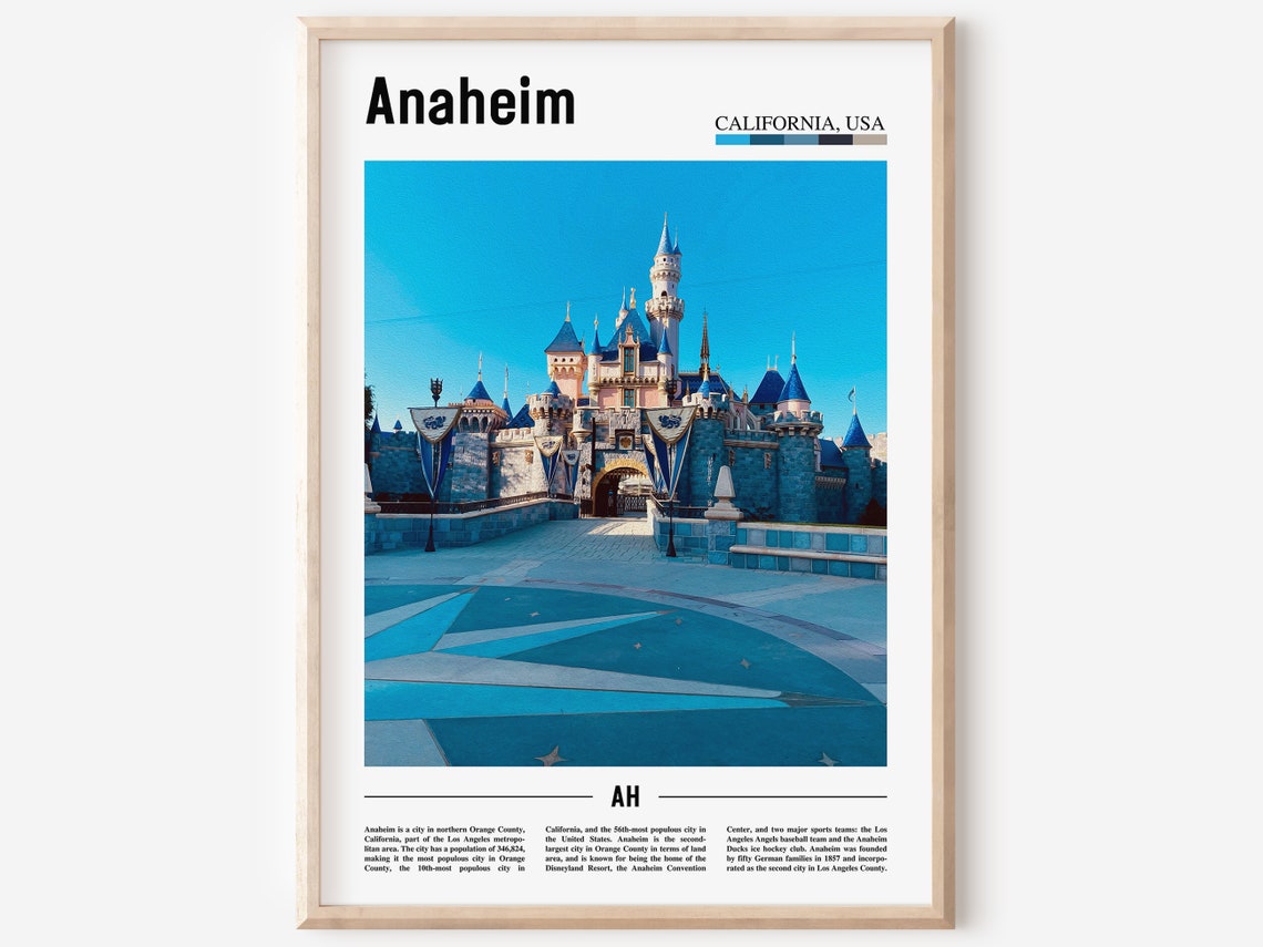 Anaheim Print Anaheim Poster Anaheim Wall Art Minimal Travel Print Minimal City Poster Travel Destination Print Oil Painting Poster