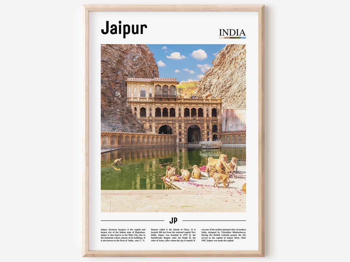 Jaipur India Royal Monkey Temple Palace Courtyard Photo Poster