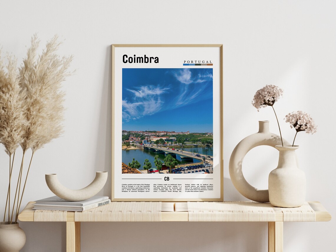 Coimbra Portugal Riverside City Minimalist Travel Photo Poster - Image 3