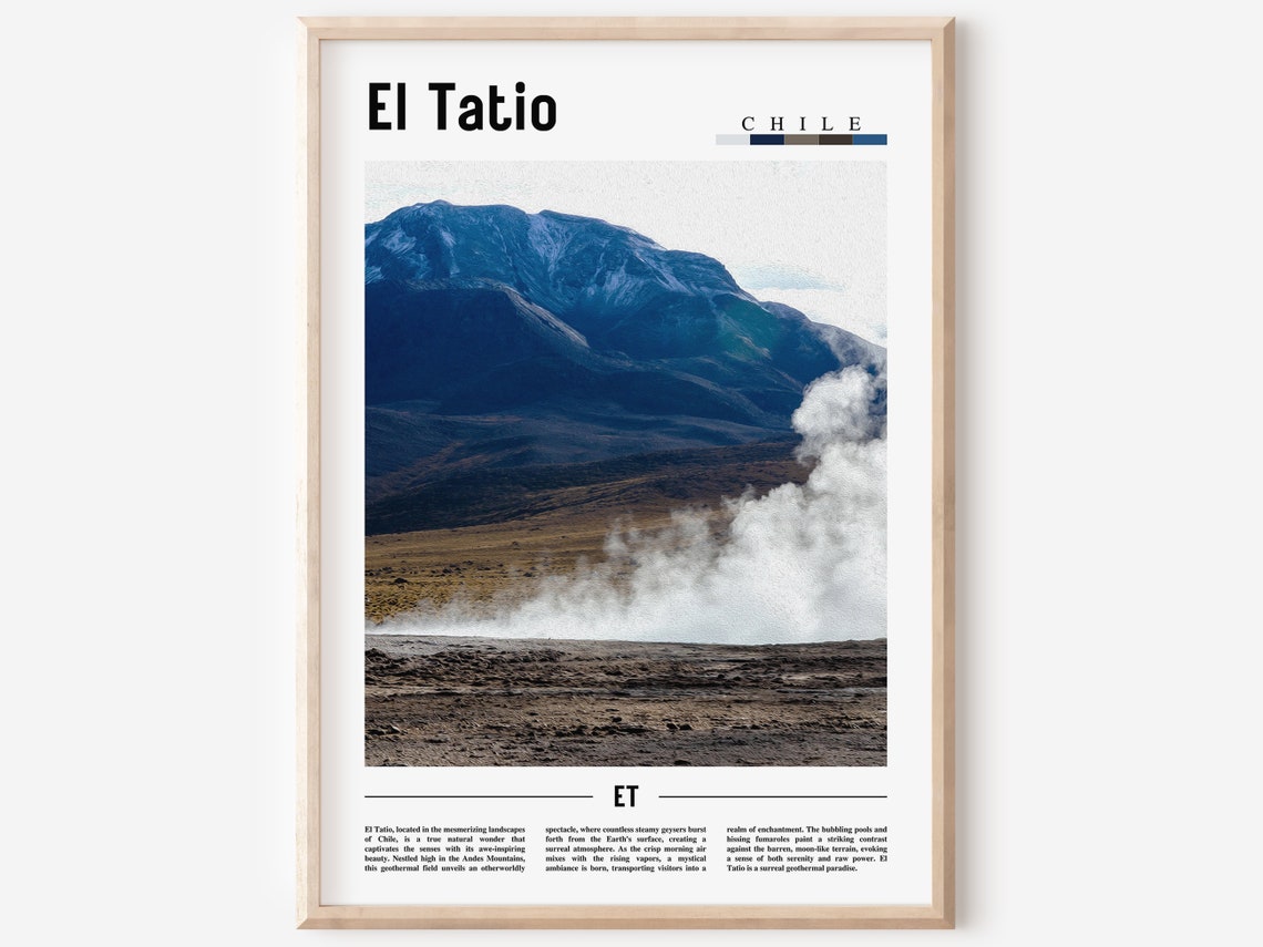 El Tatio Chile Geysers Andes Mountains Travel Poster Steam View