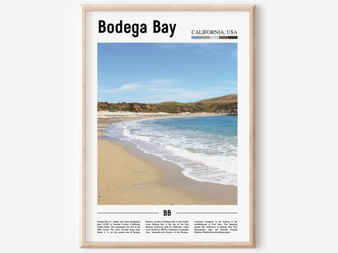 Bodega Bay California Beach Waves Pacific Coast Travel Poster