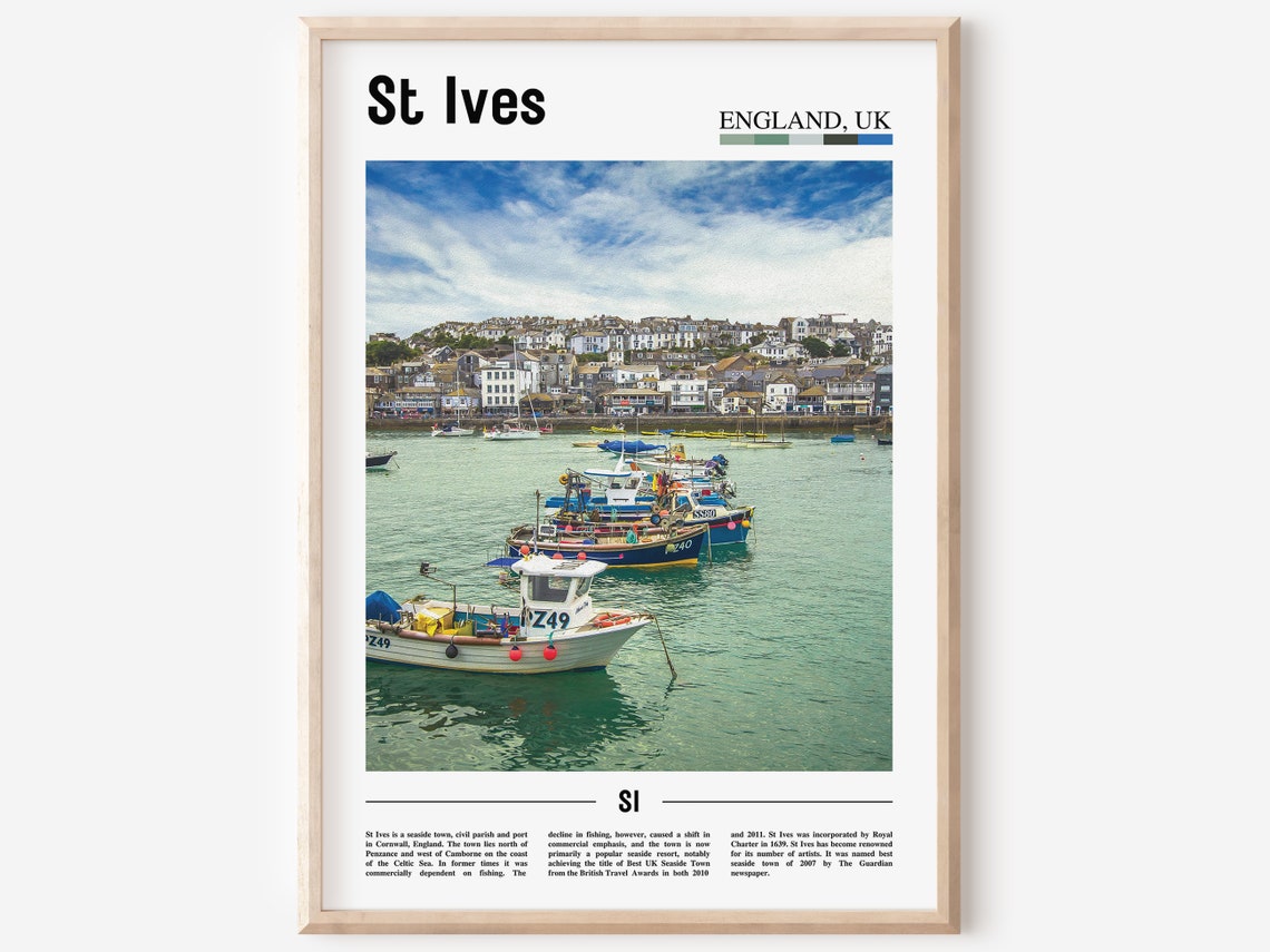 St Ives Cornwall England UK Harbor Fishing Boats Travel Poster