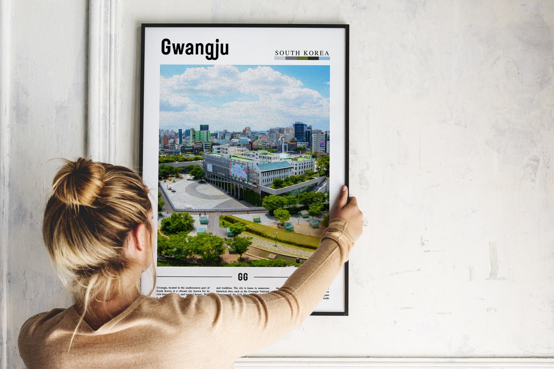 Gwangju South Korea Modern Downtown Aerial Cityscape Photo Poster - Image 2