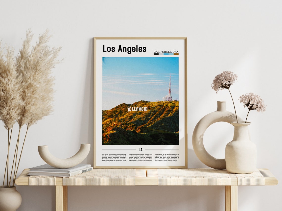 Los Angeles California Hollywood Sign Tower Sunset View Poster - Image 3