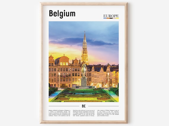 Belgium Brussels Grand Place Evening Travel Poster Europe City Wall Decor