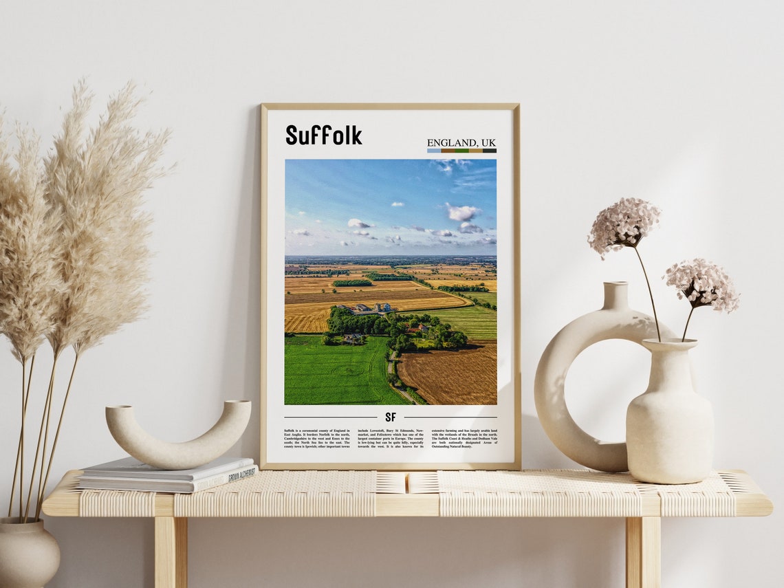 Suffolk Print Suffolk Poster Suffolk Wall Art Minimal Travel Print Minimal City Poster Travel Destination Print Oil Painting Poster - Image 3