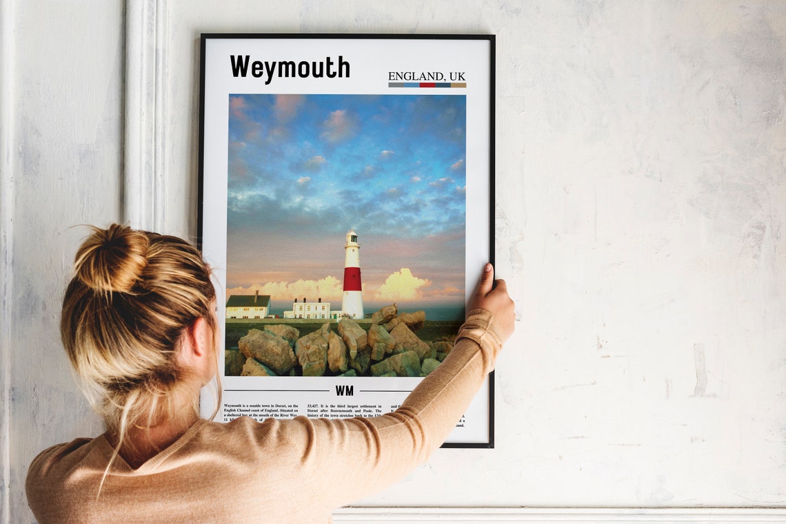 Weymouth England UK Red Striped Lighthouse Seaside Travel Poster - Image 2