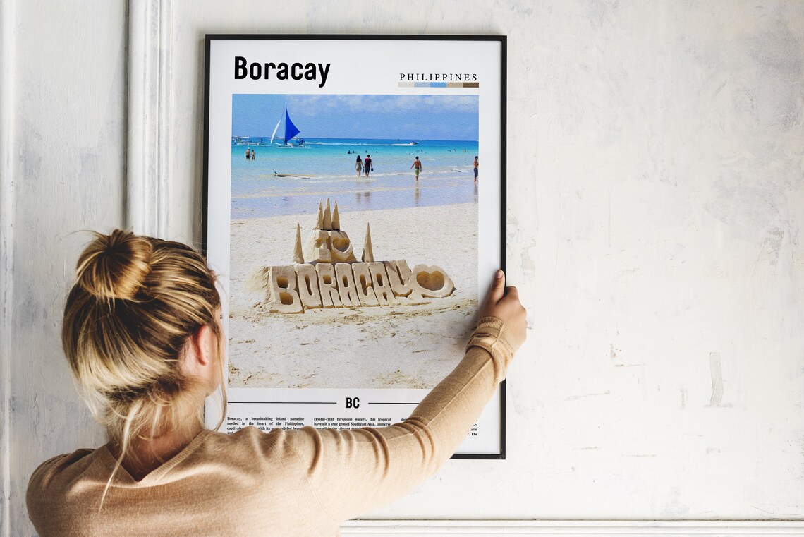 Boracay Philippines White Beach Sand Art Travel Photo Poster - Image 2