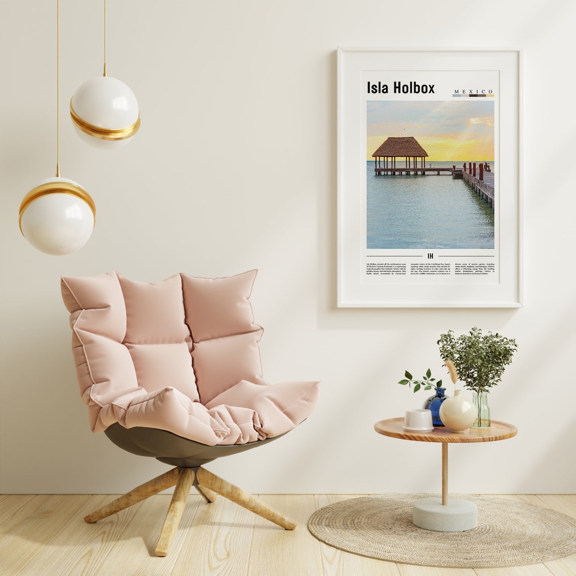 Isla Holbox Mexico Sunset Pier Palapa Caribbean Beach Travel Poster - Image 3