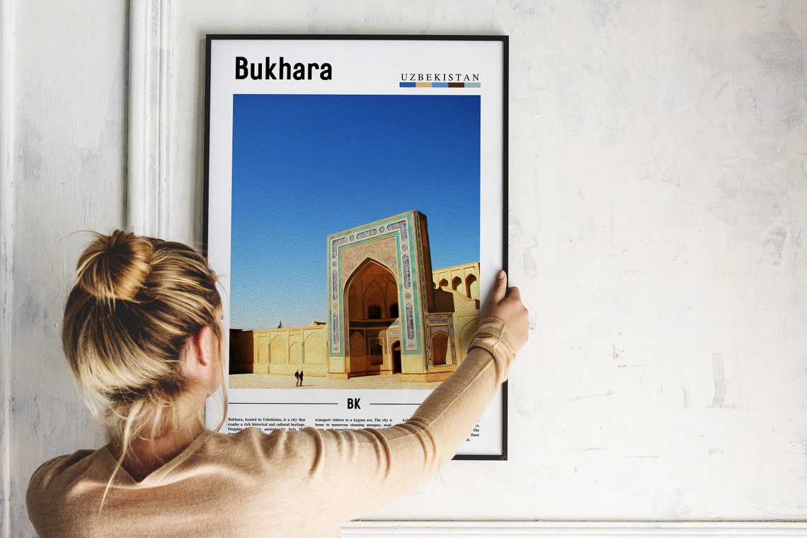 Bukhara Uzbekistan Historic Mosque Architecture Travel Poster Art - Image 2