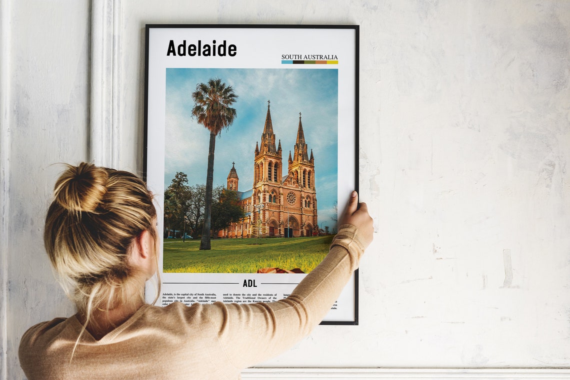 Adelaide Print Adelaide Poster Adelaide Wall Art Oil Painting Poster Colorful City Print City Artwork Travel Artwork Travel Wall Art - Image 2