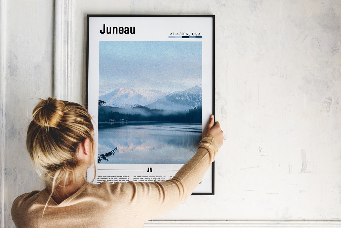 Juneau Alaska Mountain Lake Reflection Wilderness City Poster - Image 2