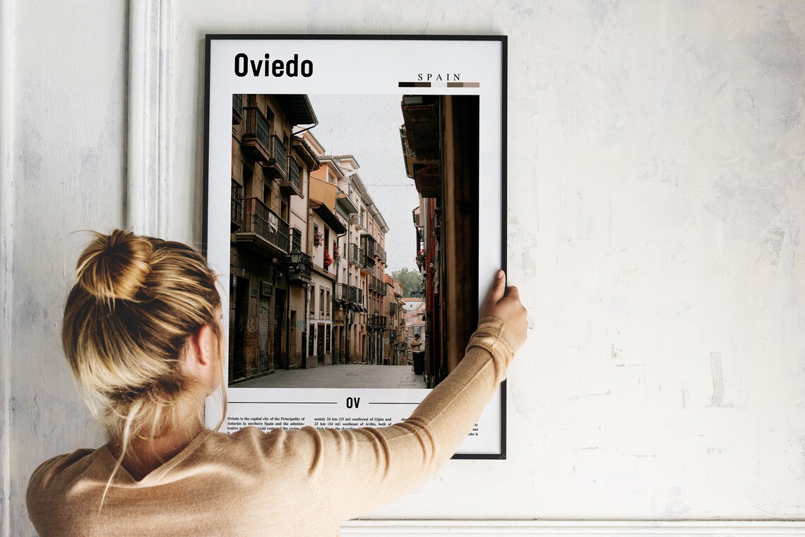 Oviedo Spain Old Town Balcony Street Scene Photo Travel Poster - Image 2