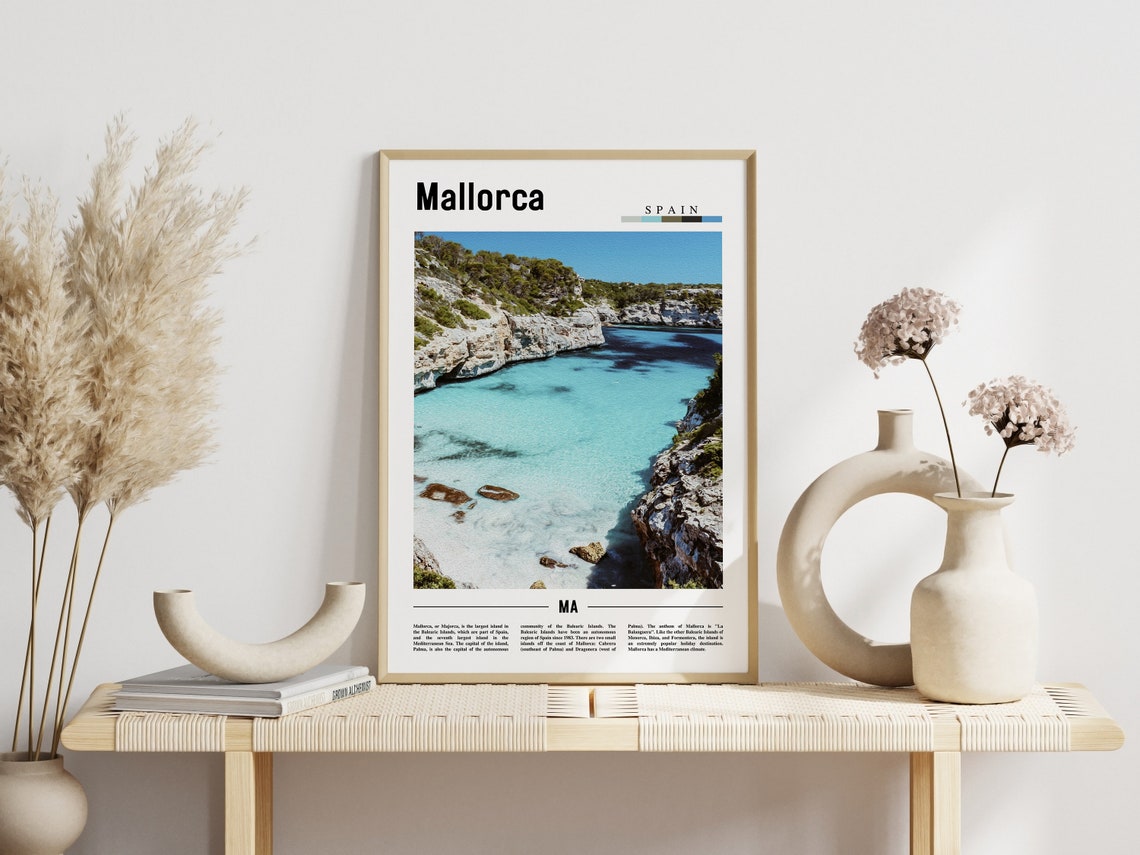 Mallorca Spain Turquoise Cove Rocky Cliffs Beach Photo Travel Poster - Image 3