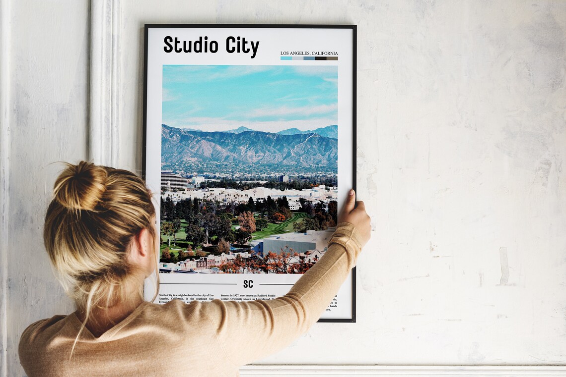 Studio City Los Angeles Aerial Valley Mountain View Photo Travel Poster - Image 2