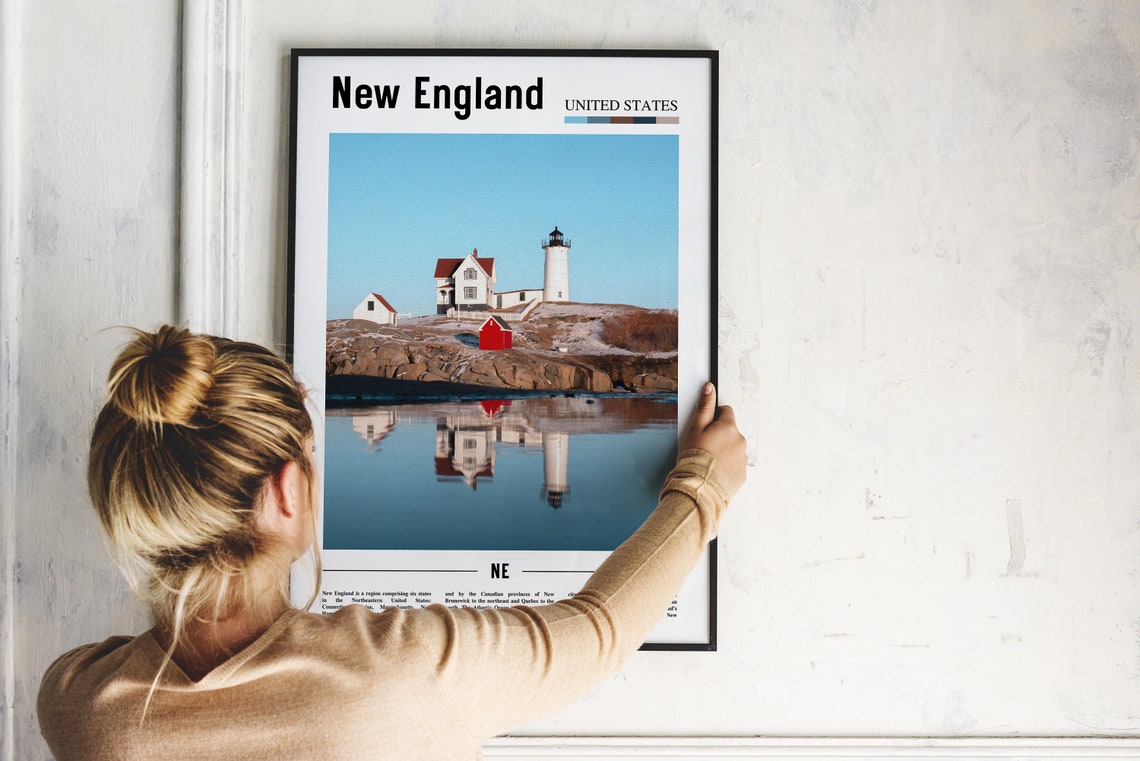 New England Lighthouse Rocky Coast Reflection Photography Poster - Image 2