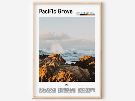 Pacific Grove California Rocky Coast Waves Travel Photo Poster