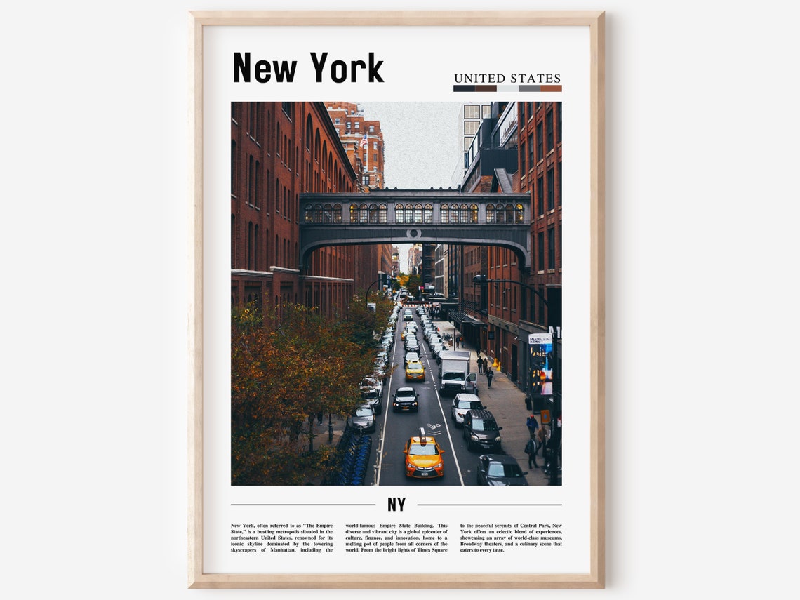 New York Chelsea Vintage Skybridge Street Yellow Cabs Photo Poster