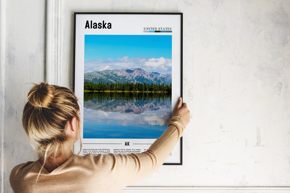 Alaska Poster Alaska Print Alaska Wall Art United States Photo United States Poster United States Print Travel Poster - Image 2