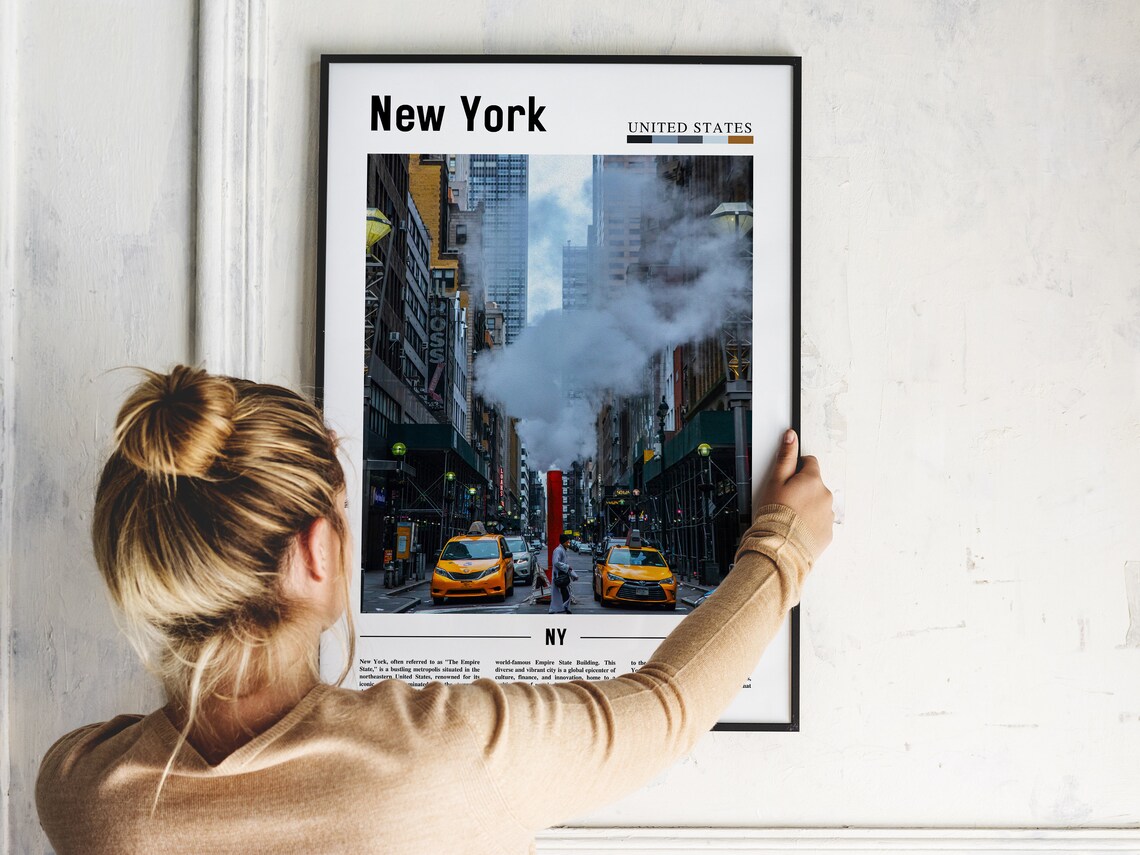New York City Yellow Cabs Street Steam Scene Modern Photo Poster - Image 2