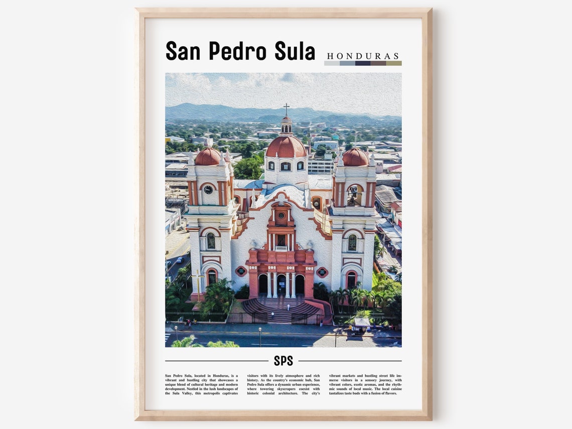 San Pedro Sula Honduras Cathedral Domes Aerial City View Poster