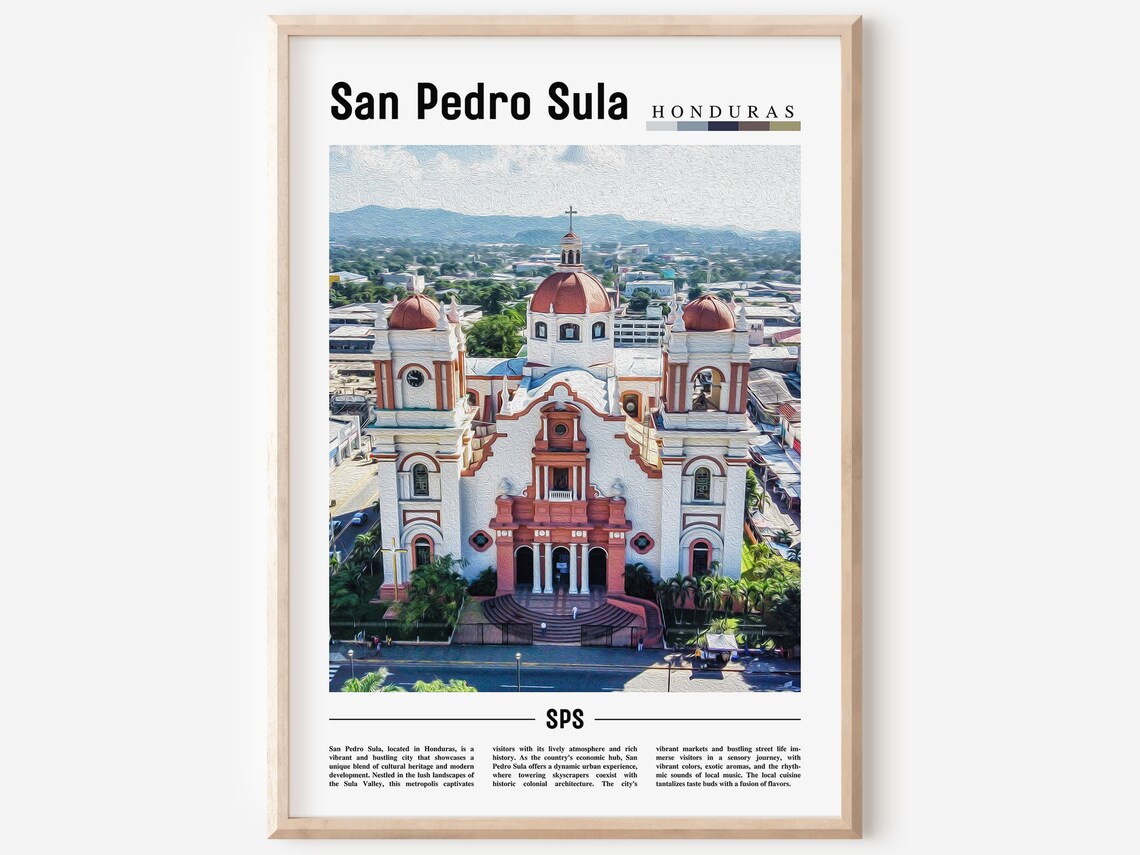 San Pedro Sula Poster San Pedro Sula Print San Pedro Sula Wall Art Minimal Travel Print Travel Destination Oil Painting Poster