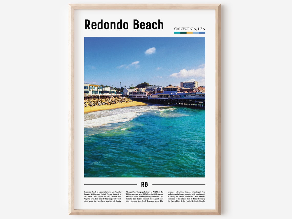 Redondo Beach California Pier Ocean Waves Surf Coast Travel Poster