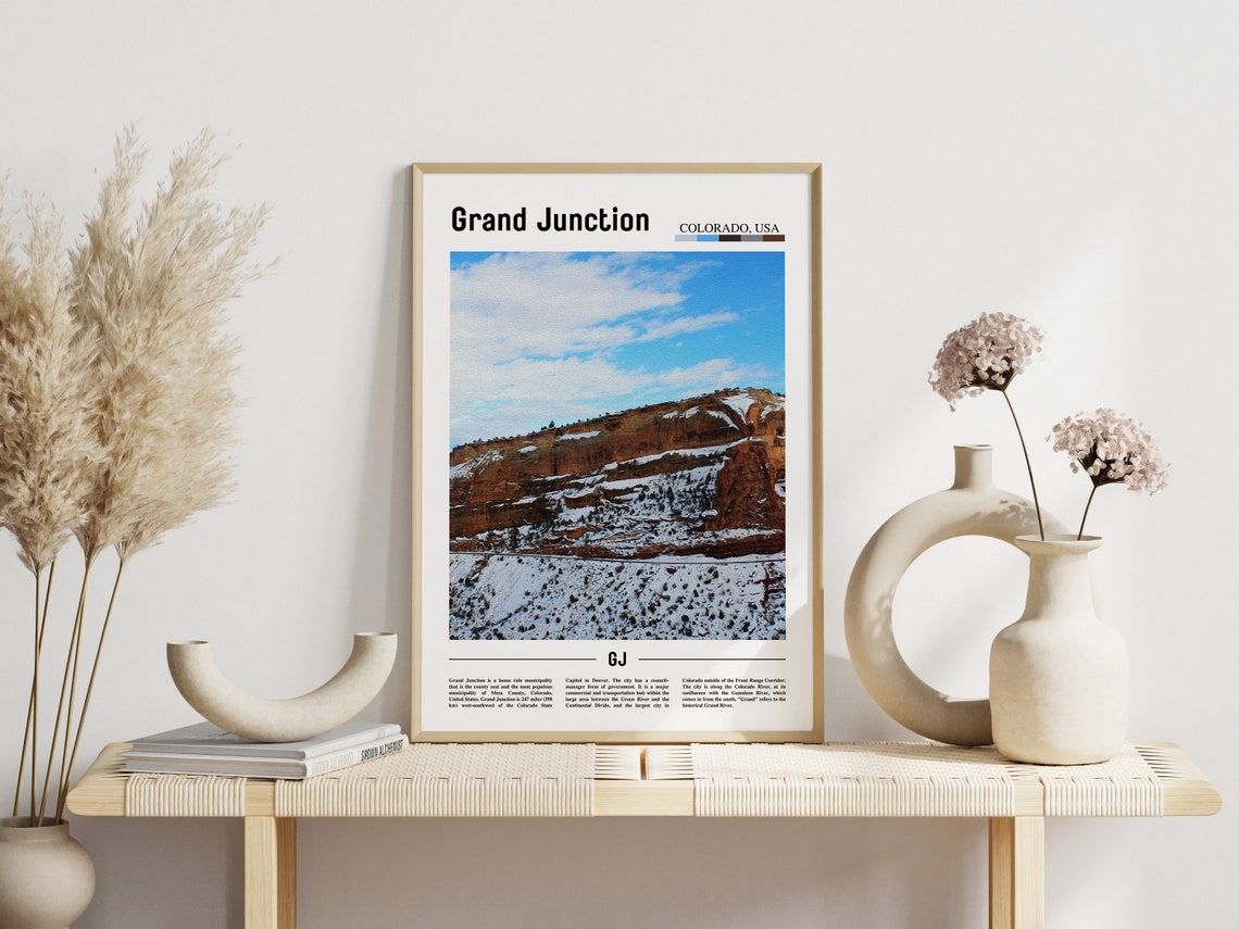 Grand Junction Colorado Snowy Red Cliffs Desert Vista Poster - Image 3