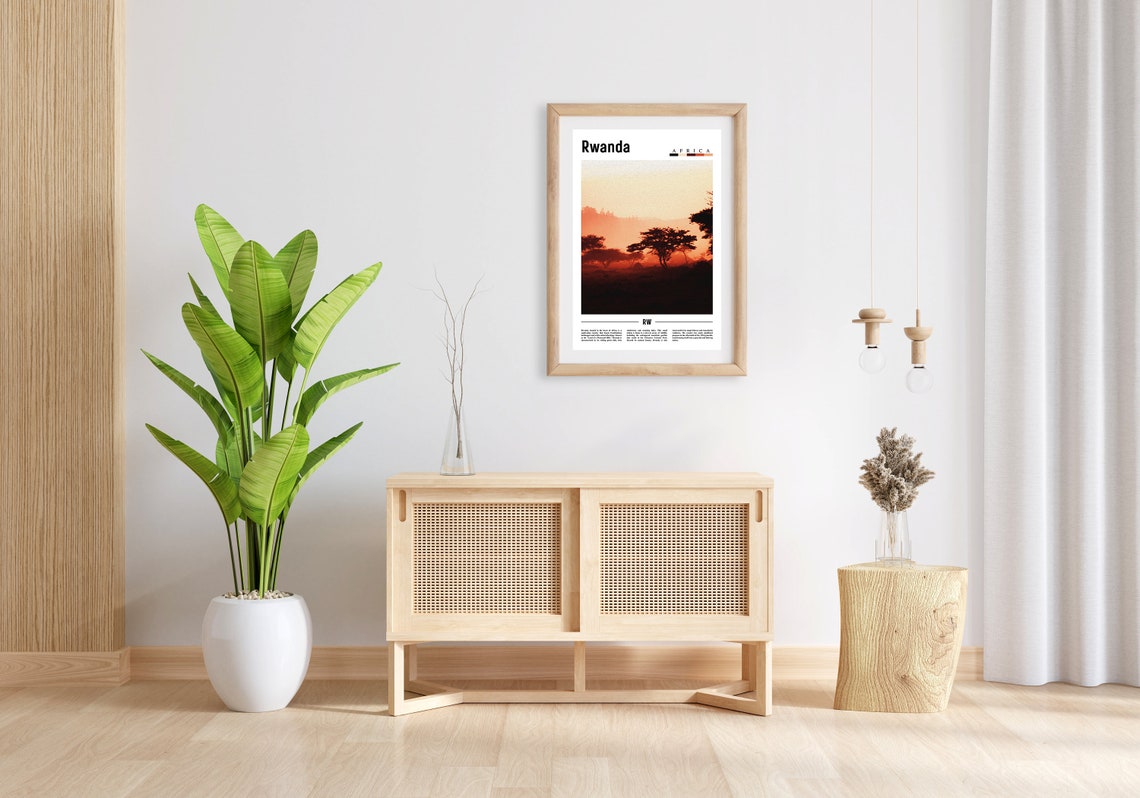 Rwanda Africa Minimal Sunset Savanna Photo Travel Poster With Facts - Image 2