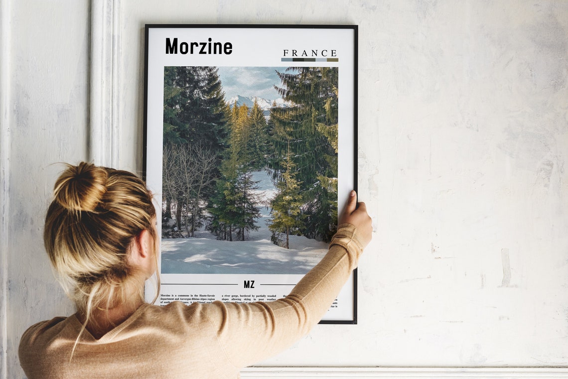Morzine Print Morzine Poster Morzine Wall Art Minimal Travel Print Minimal City Poster Travel Destination Print Oil Painting Poster - Image 2
