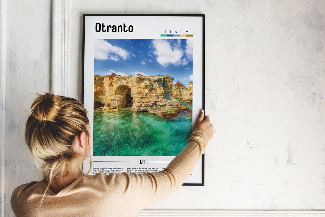 Otranto Italy Sea Stacks Cliffs Coastline Travel Photo Art Poster - Image 2