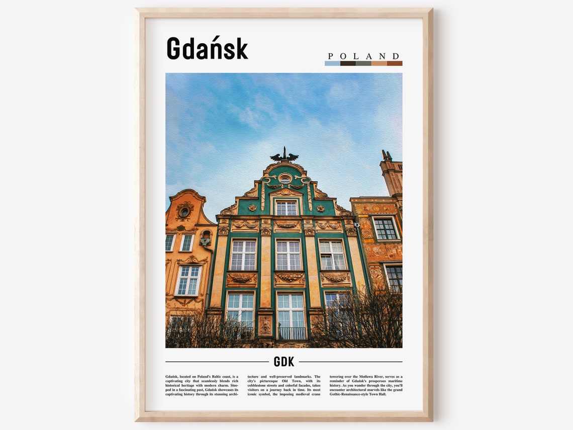 Gdansk Poland Colorful Historic Old Town Photo Travel Poster