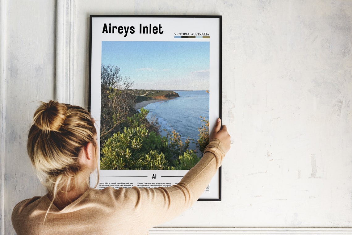 Aireys Inlet Print Aireys Inlet Poster Aireys Inlet Wall Art Minimal Travel Print Minimal City Poster Travel Oil Painting Poster - Image 2