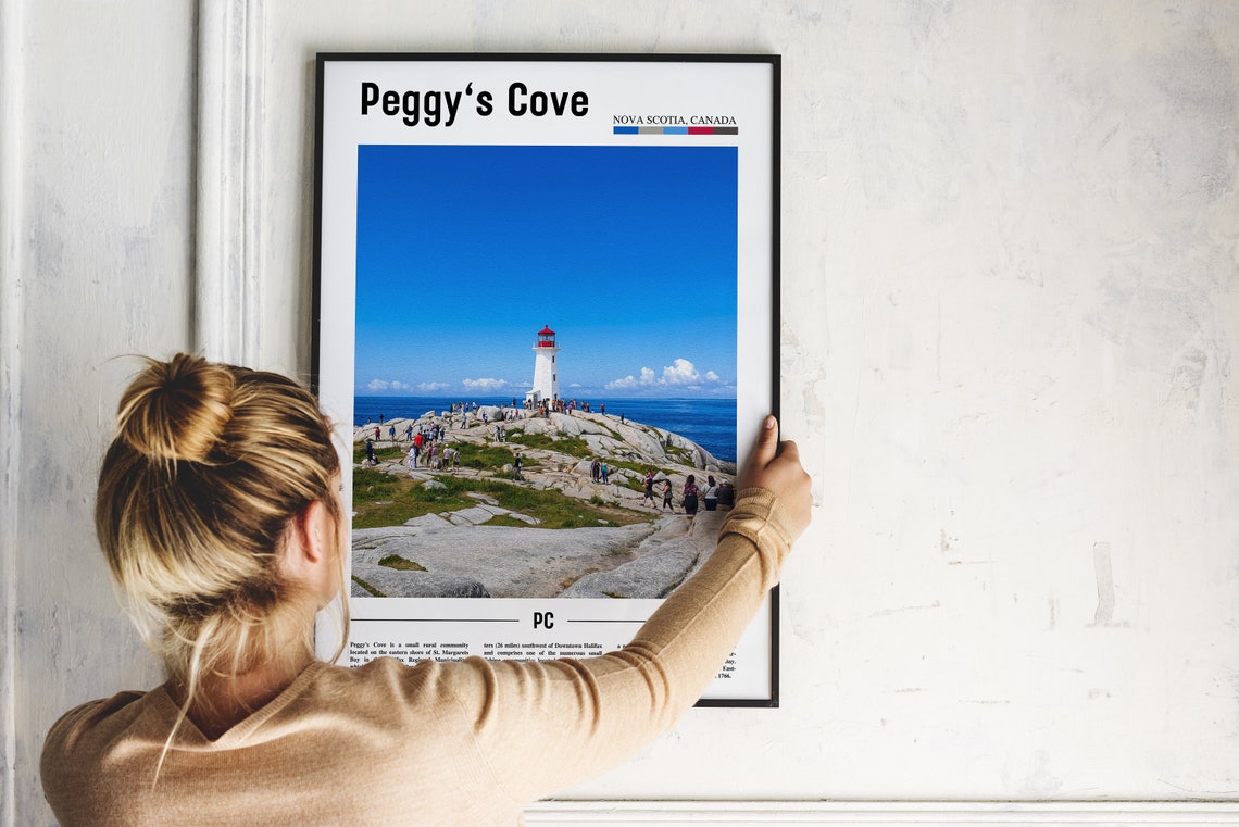 Peggys Cove Print Peggys Cove Poster Peggys Cove Wall Art Minimal Travel Print Minimal City Poster Travel Oil Painting Poster - Image 2
