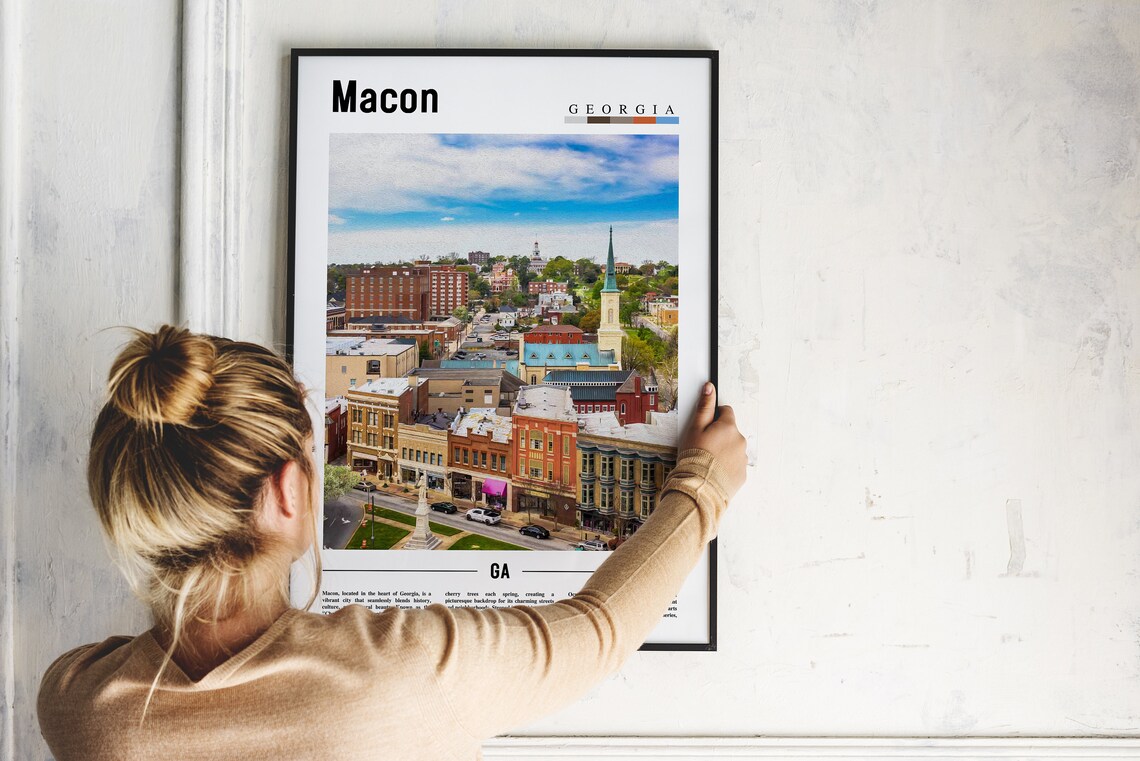 Macon Georgia Downtown Skyline Aerial City Photography Travel Poster - Image 2