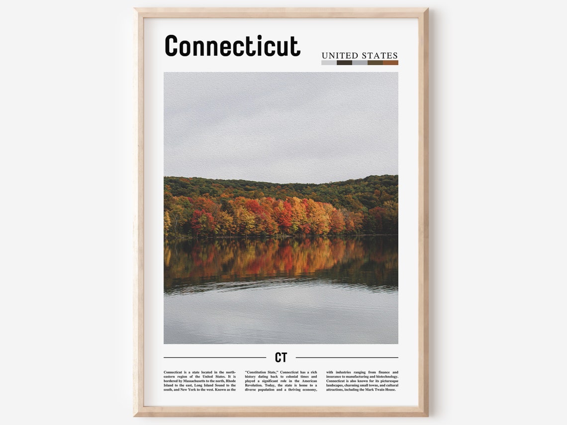 Connecticut Poster Connecticut Print Connecticut Wall Art United States Photo United States Poster United States Print Travel Poster