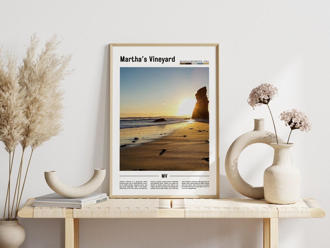 Martha's Vineyard Massachusetts Sunset Beach Rock Travel Poster - Image 3