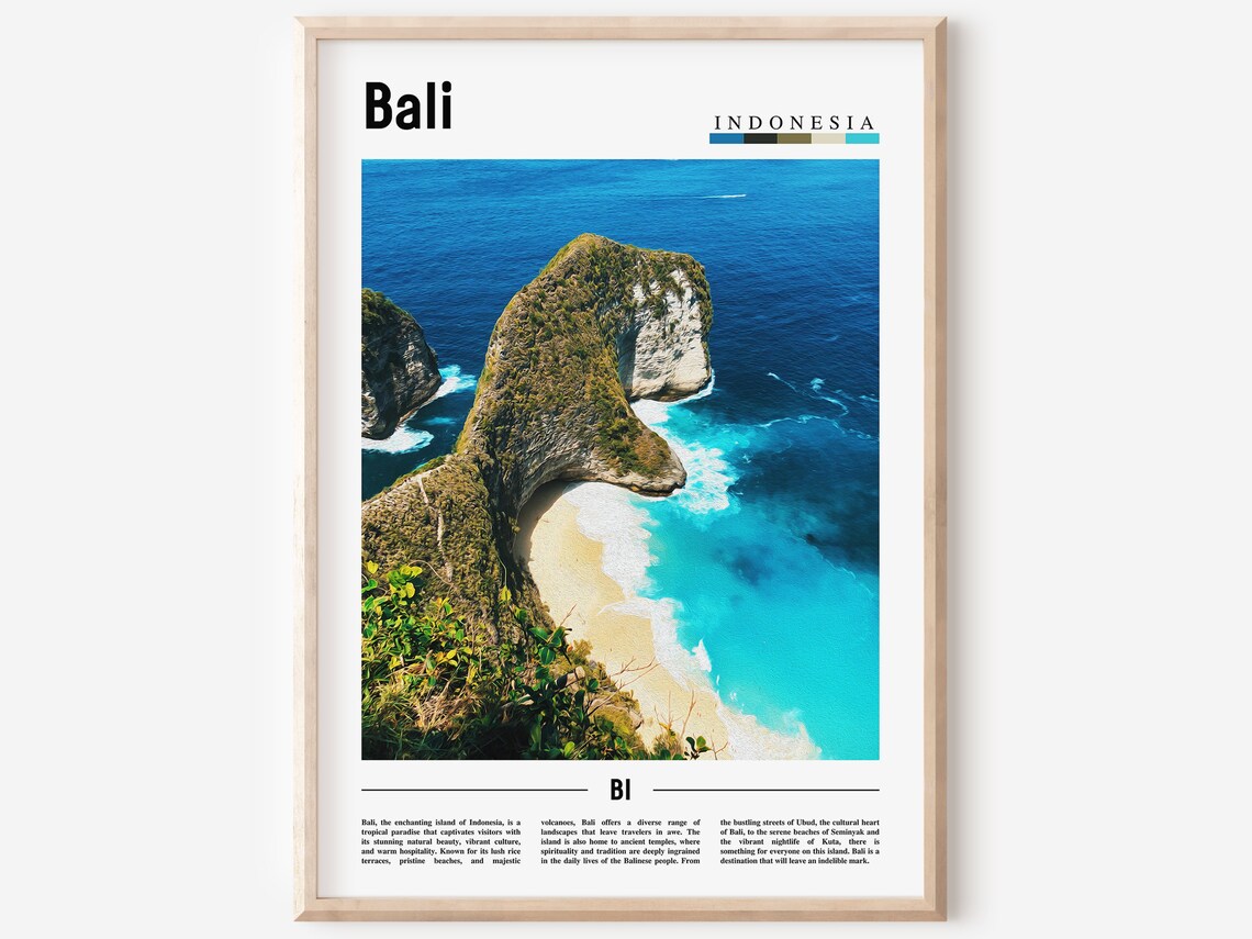 Bali Indonesia Kelingking Beach Cliff Aerial Ocean Photo Poster