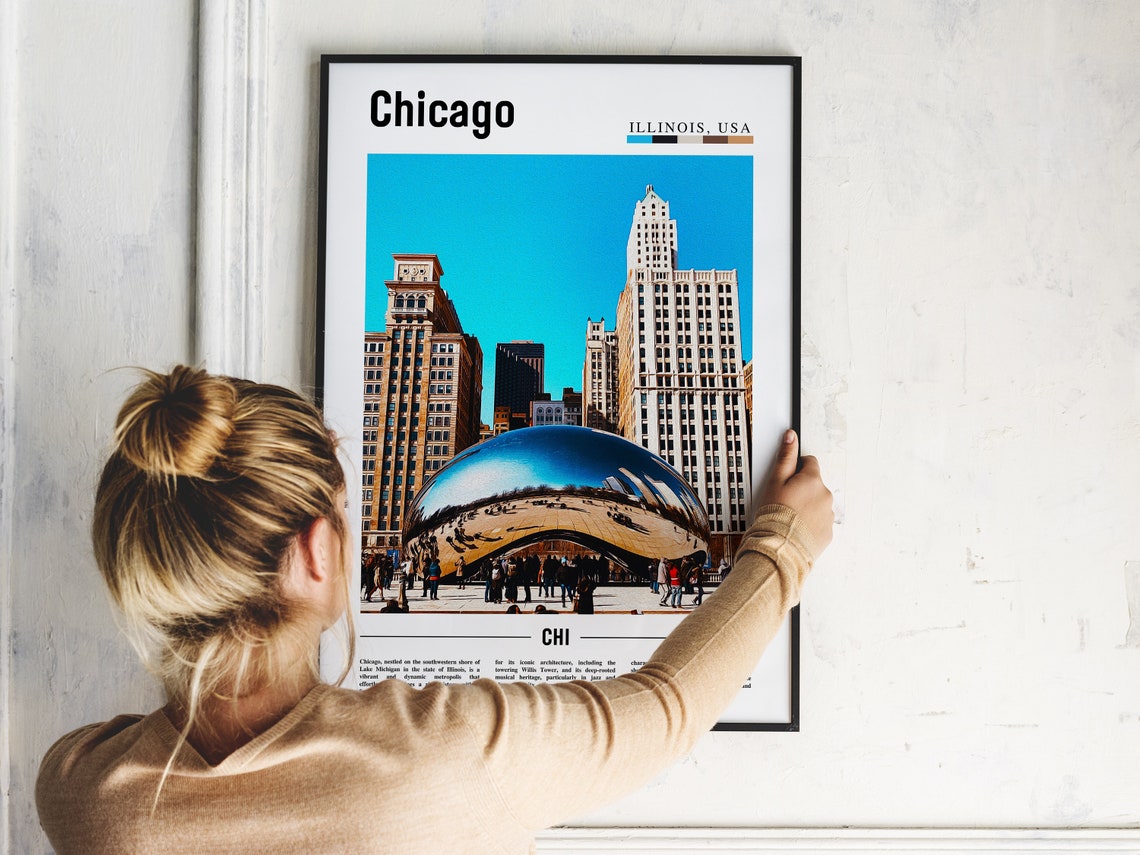 Chicago Cloud Gate The Bean Millennium Park Illinois Travel Poster - Image 2