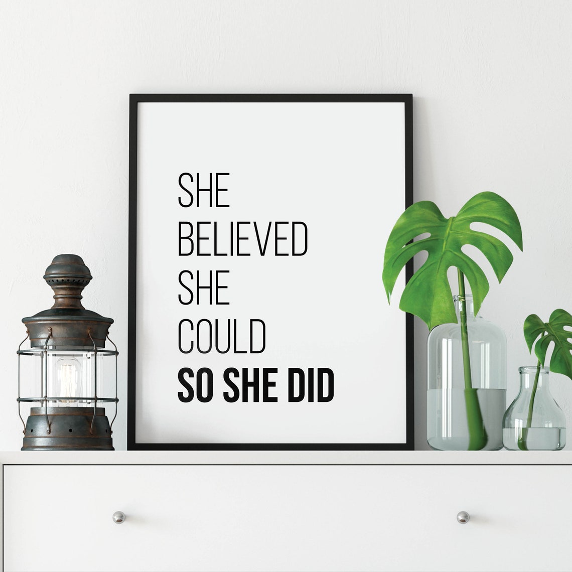 She Believed She Could So She Did Wall Art Feminist Art Feminist Gifts Feminist Poster Teen Girl Room Decor - Image 5