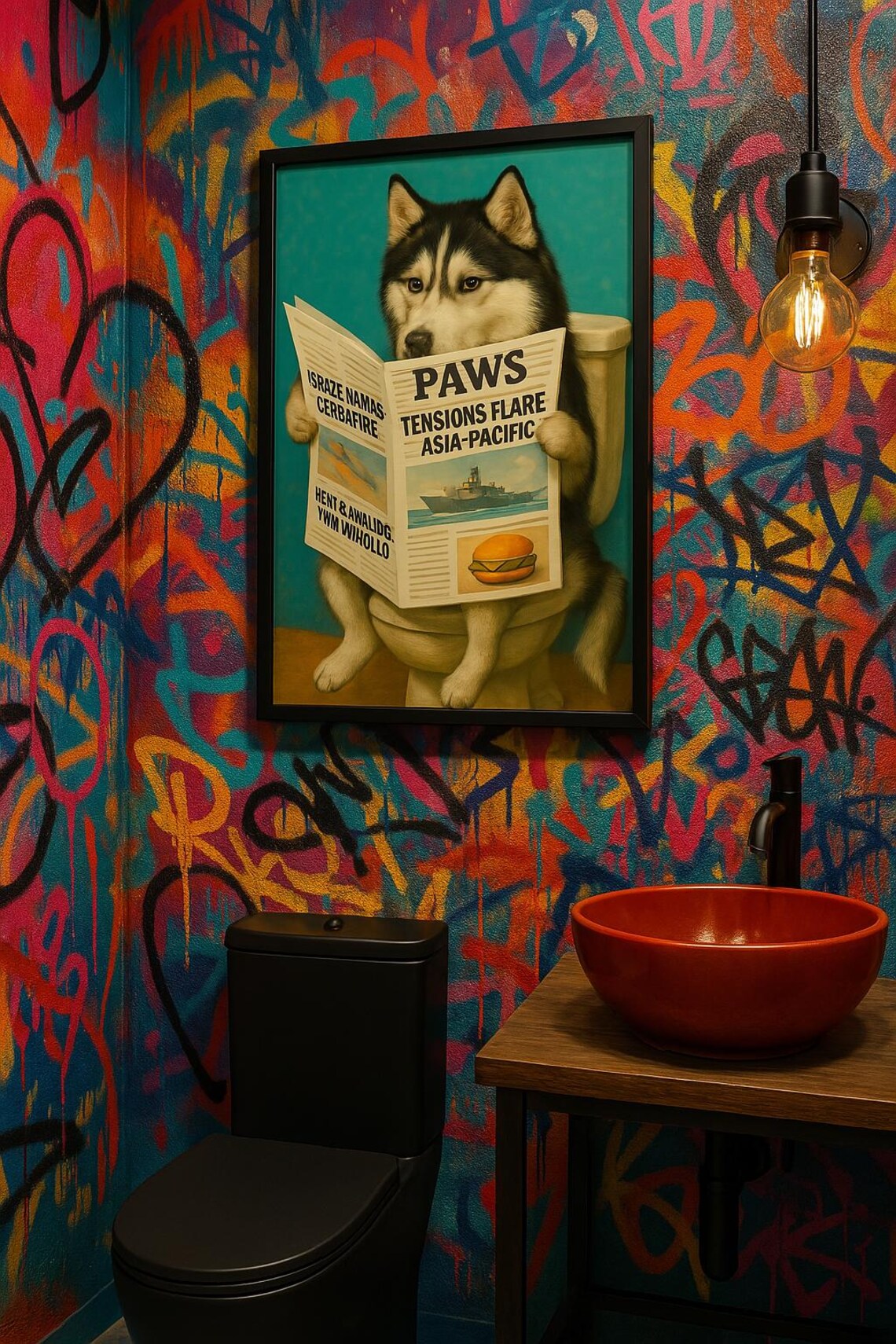 Funny Dog News, Vintage Bathroom Decor Message - Image 2