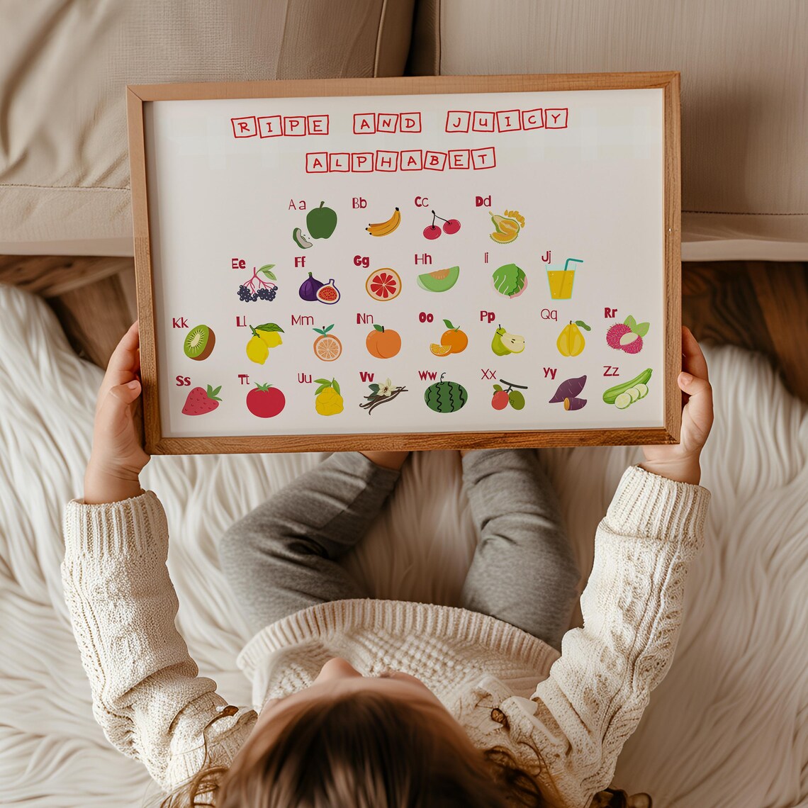 Fruit Alphabet Chart Educational Abc Poster For Kids Colorful Nursery Wall Art - Image 3